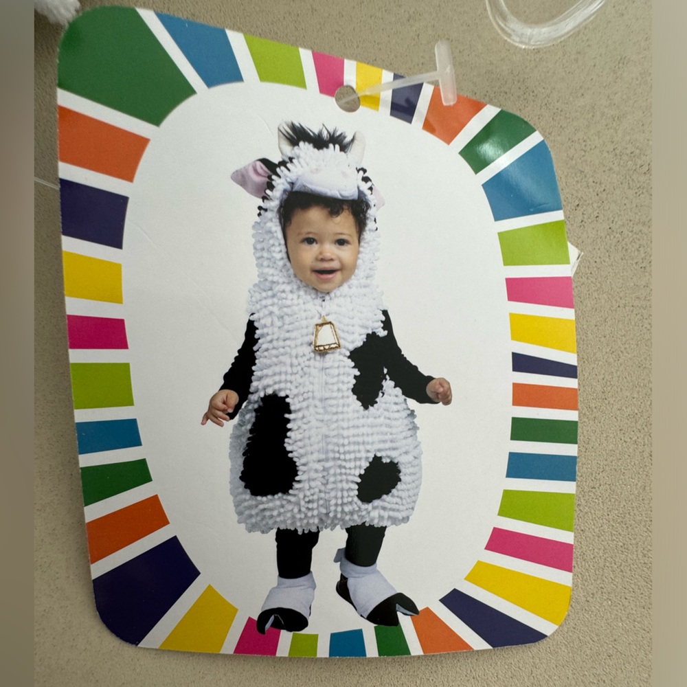 Baby Cow Complete Costume Horns Tail Hooves Chenille Boys Girls Soft Toddler NWT